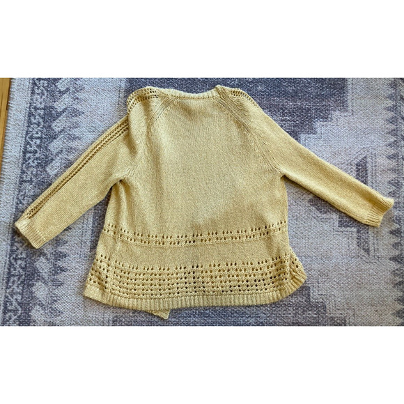 Womens‎ Chico's Sz 1 Yellow Cardigan Top Knitted Long Sleeve Open - Picture 2 of 6